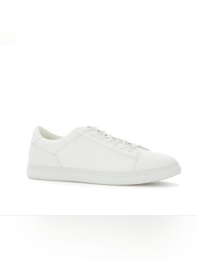 Cubavera Men's All-White Leather Low-Top Sneakers